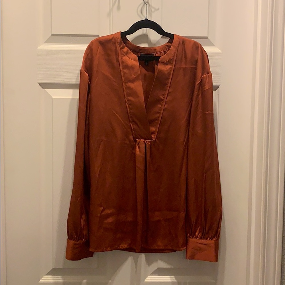 Burnt orange silk blouse